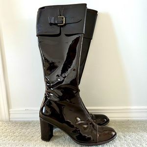 Italian Brown Paten leather boot Size 39